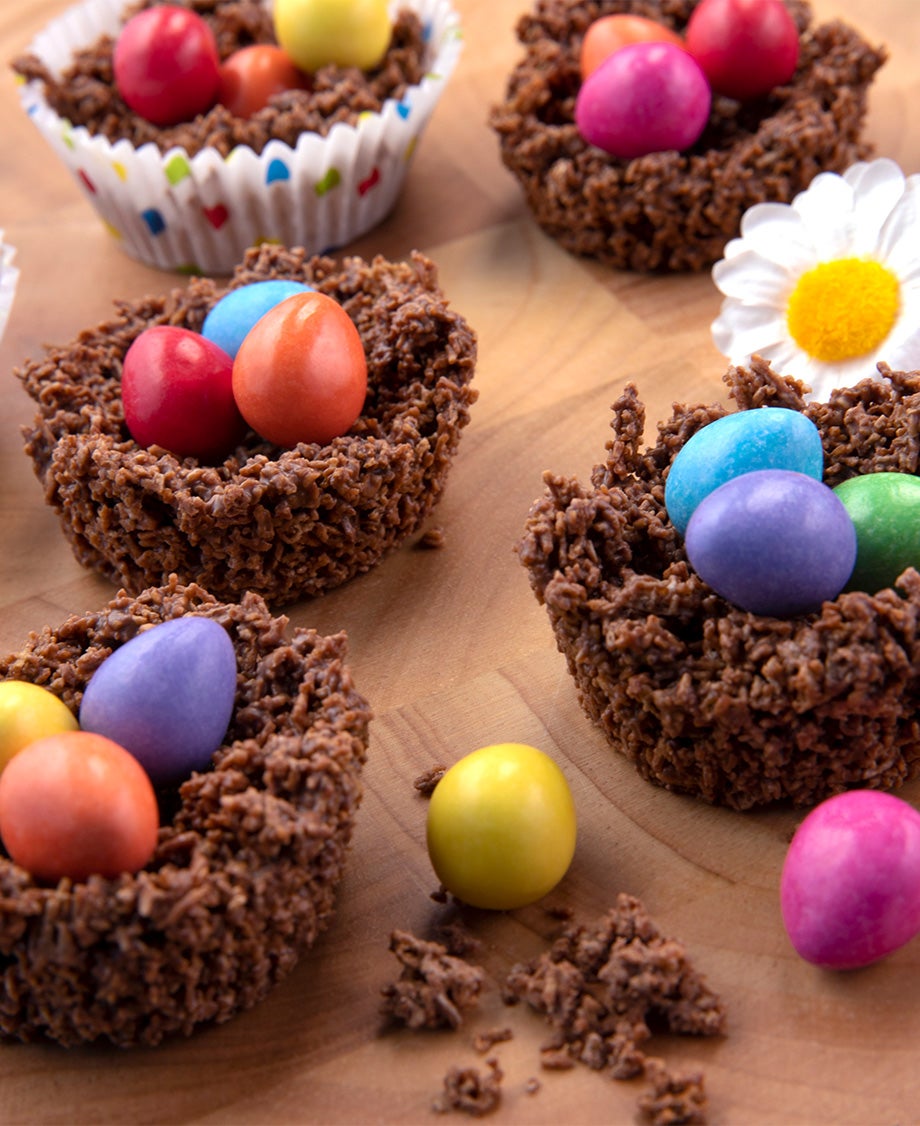 Chocolate cornflake nests with Smarties® mini eggs