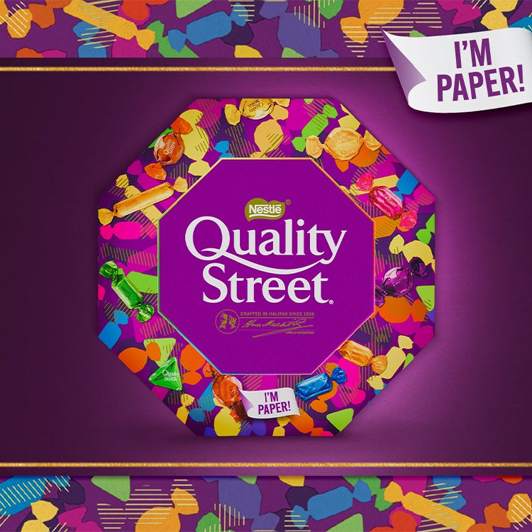 Packaging Timeline - Industry first trial of paper tub for Quality Street