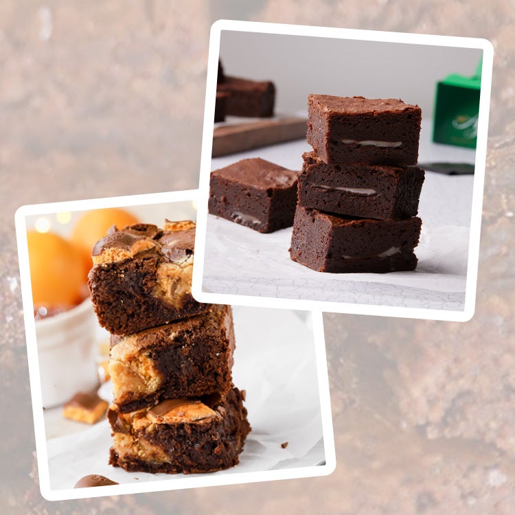 Collage of assorted brownies featuring Nestlé Confectionery products