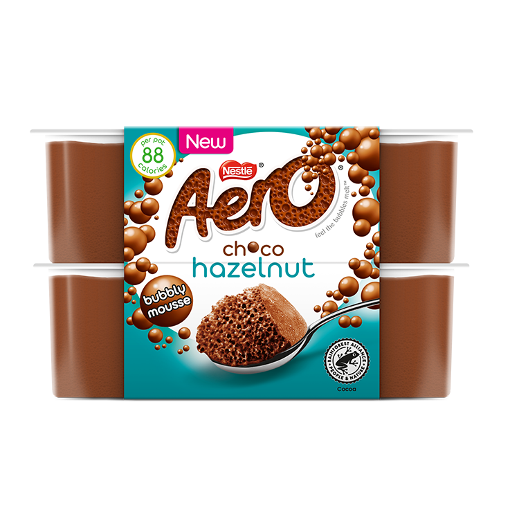 Aero Choco Hazelnut Bubbly Mousse 4 x 58g - Mobile Image