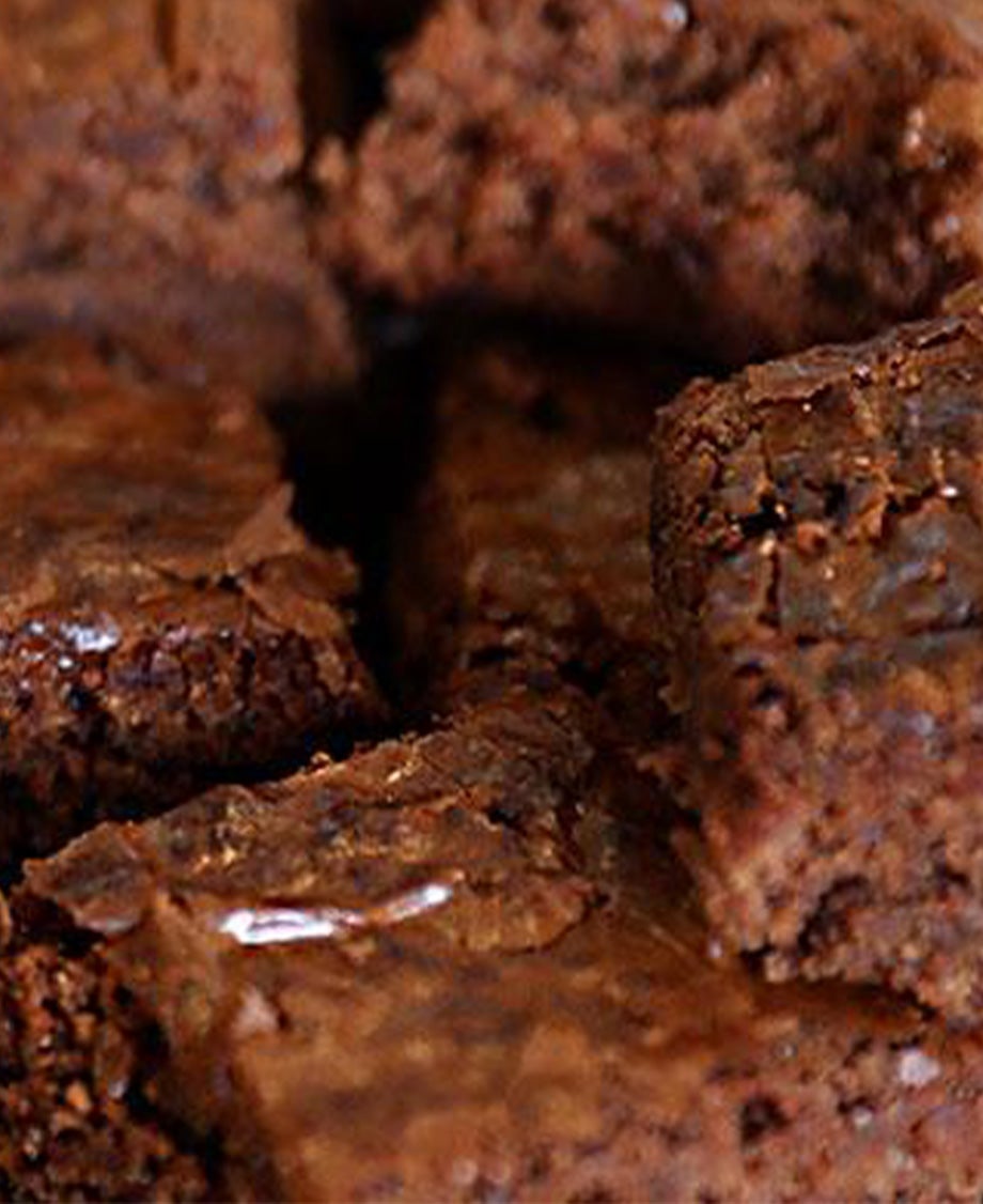 Brown chocolate brownies with a crackled, shiny top 