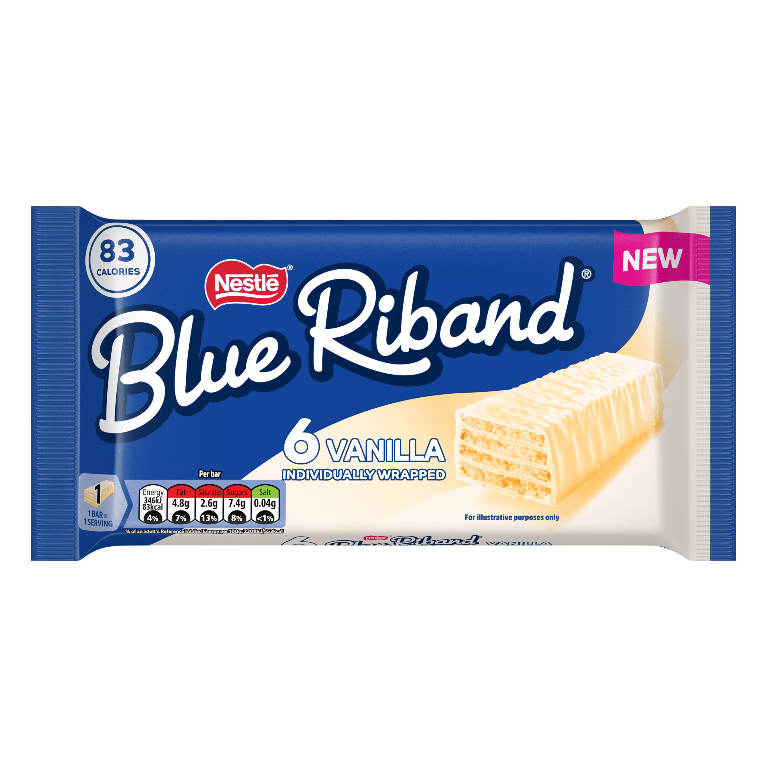 Blue Riband Vanilla White Wafer Biscuit Bar 6 Pack Multipack 90g - Desktop Image