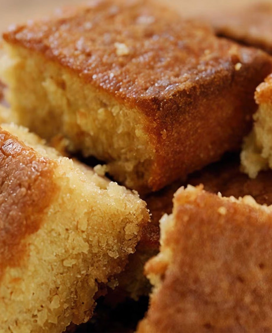 Chunks of golden fluffy blondies  