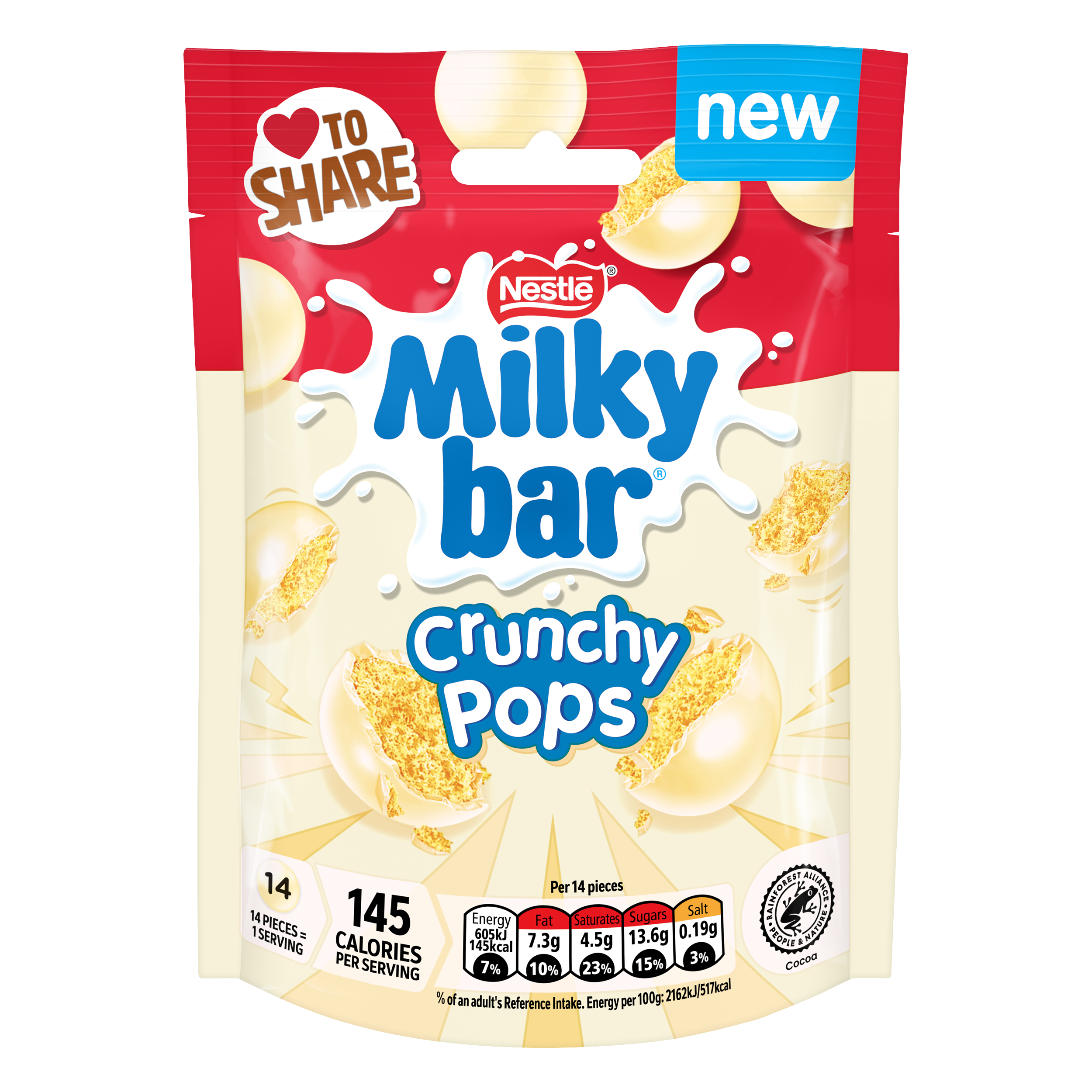 Milkybar Crunchy Pops White Chocolate Sharing Bag 90g