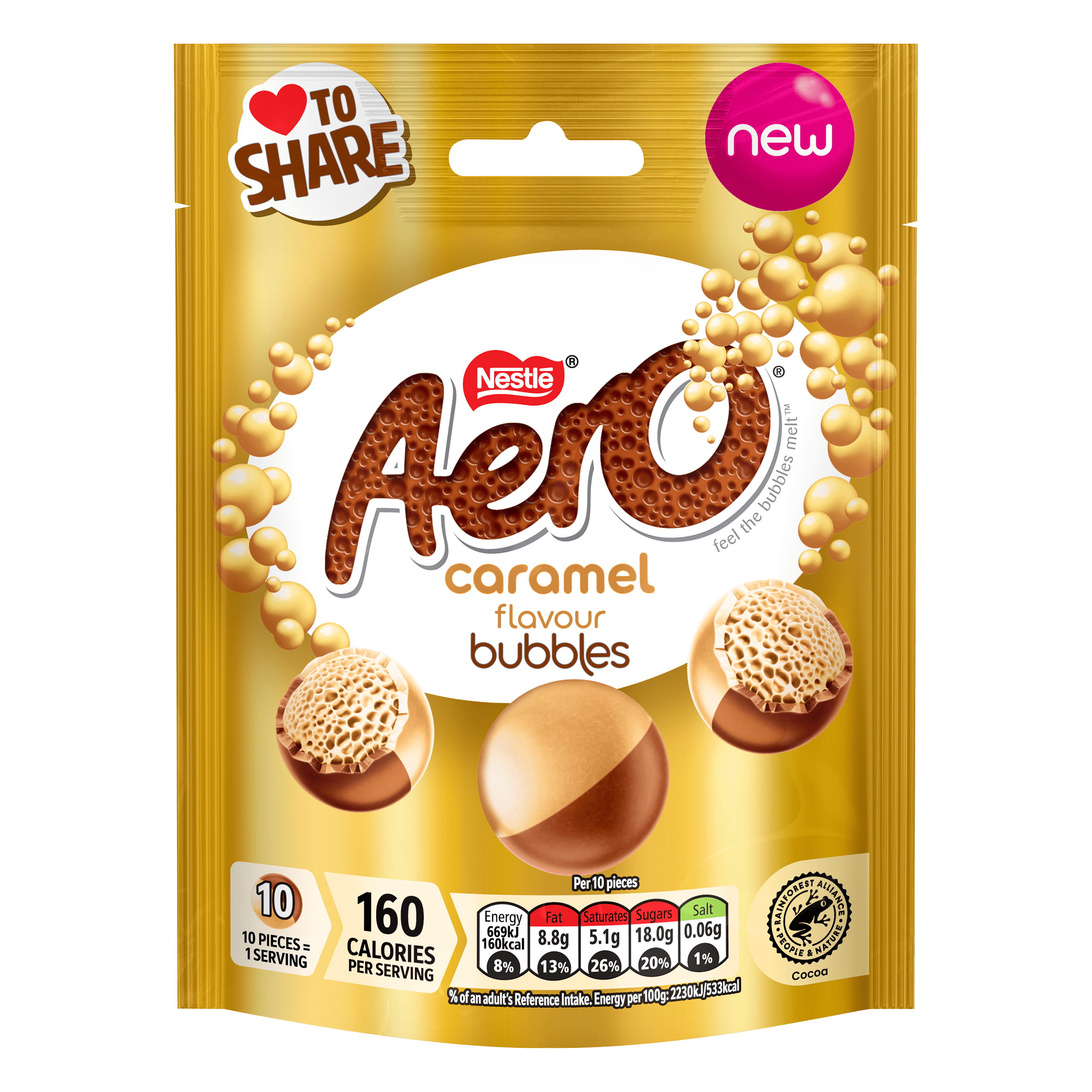 Aero Bubbles Caramel Flavour Chocolate Sharing Bag 92g