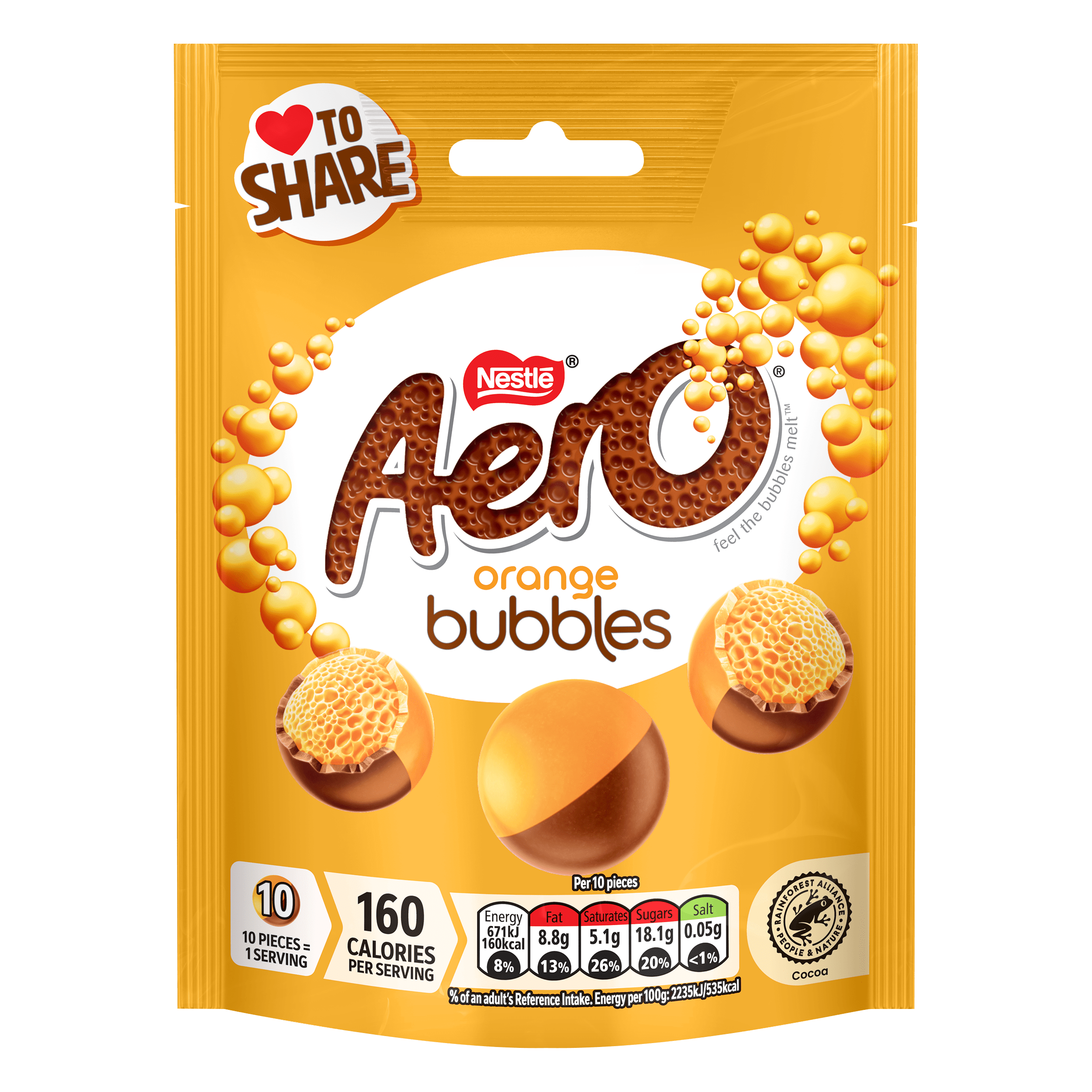 Aero Bubbles Orange Flavour Chocolate Sharing Bag 92g