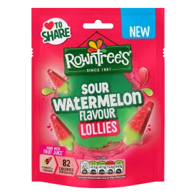 Rowntree's Lollies Sour Watermelon Flavour Sweets Sharing Bag 130g